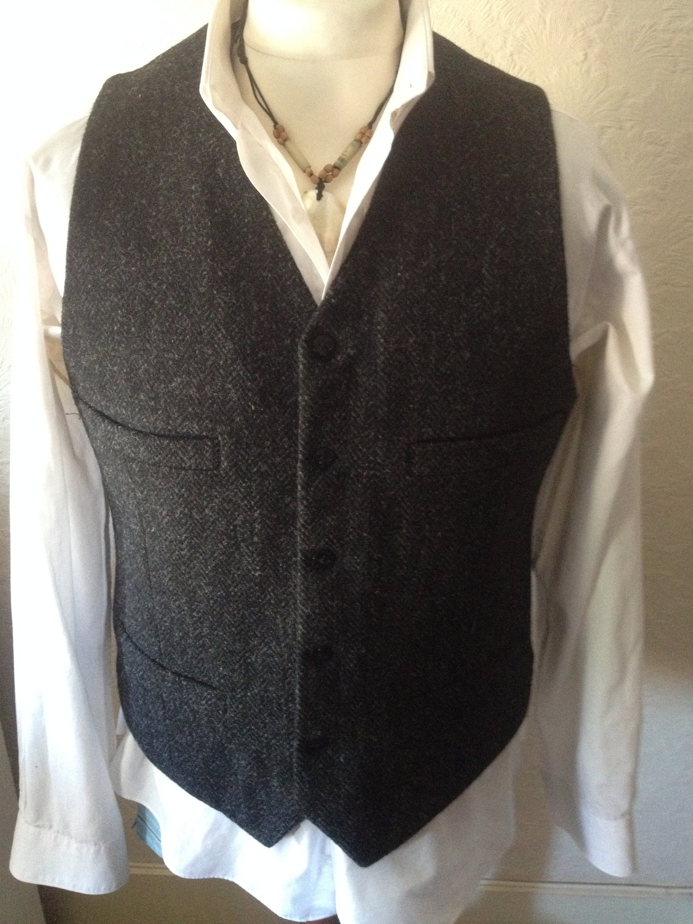 black herringbone vest