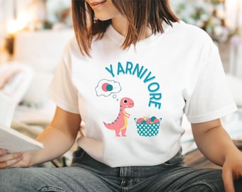 Yarnivore Knit Crochet Tshirt, Gift for Crocheter Crochet Lover, Crafty Crafter Knit Lover Yarn Funny Grandma Gift for Her Funny T Rex