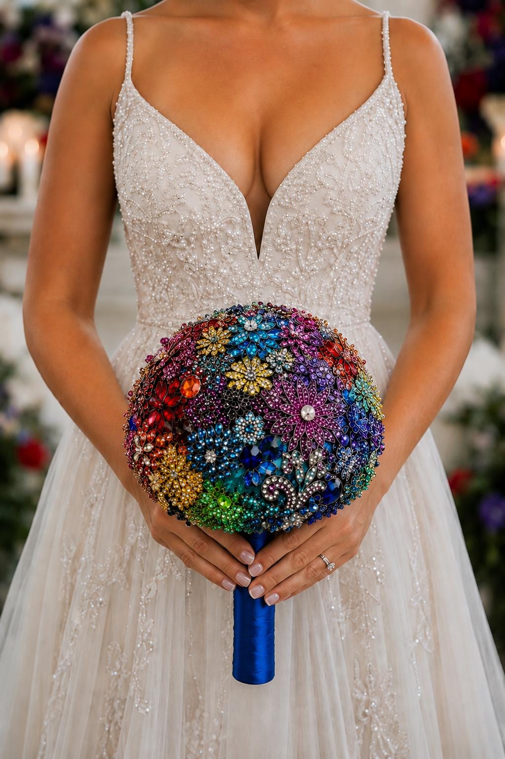 Multicolored Brooch Wedding Bouquet