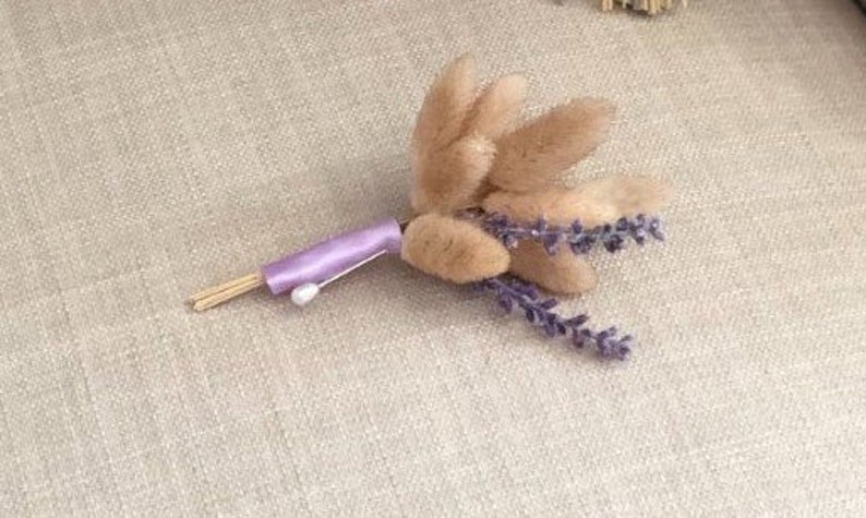 Country Wedding Boutonniere Purple Hare/'s Tail Boutonniere Lavender /& Bunny/'s Tail Boutonniere Bunny/'s Tail Rustic Wedding Boutonniere