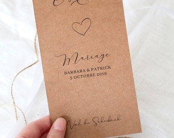 10 cartas de menú individuales hechas de papel kraft | Menú de boda | Menú | Mapa | boda | Papelería | Menú | tarjetas de lugar | decoracion de mesa