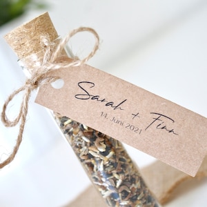 10 etichette singole in carta kraft | per bomboniere e decorazioni nuziali | matrimonio | Cancelleria | Targhetta con nome
