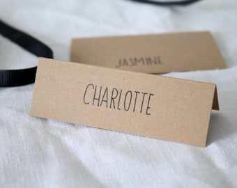 10 individual place cards made of kraft paper | hand lettering | place cards | wedding | Stationery | table decoration | Calligraphy | name cards