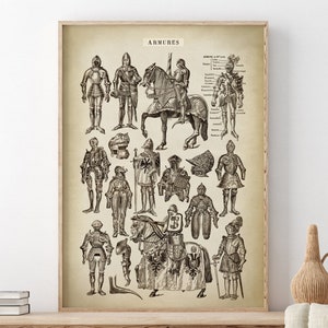 Mittelalterlicher Ritter Poster Art Print, Mittelalterliche Rüstung Print, Druck, Historische Drucke, Kettenhemd Print, Wappen, Rüstung, Mittelalter