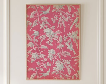 Estampado Toile de Jouy: Pájaros vintage, Art Nouveau floral Póster