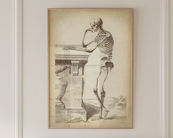 Skeleton Anatomy Diagram Vintage Style Art Print Black and - Etsy