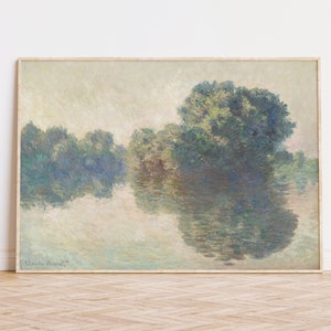 Monet print, Landscape Print, Cottage core decor, landscape painting, the seine river, calming wall art, Monet painting, muted colors