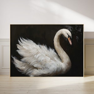 Swan painting over black background