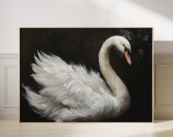 Swan Print: Vintage Dark Moody Cottagecore Wall Art