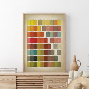 Estudo de cores, paleta de cores vintage, ilustração geométrica, colorido, cores, catálogo de cartela de cores, presente para pintor