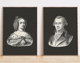 Conjunto de impresiones de retratos de pareja victoriana: arte al estilo de Jane Austen