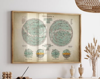 Impresión de mapas de estrellas de astronomía, impresión de astronomía, impresión de estrellas, cartel de astronomía, constelaciones, cartel de astronomía, arte celestial