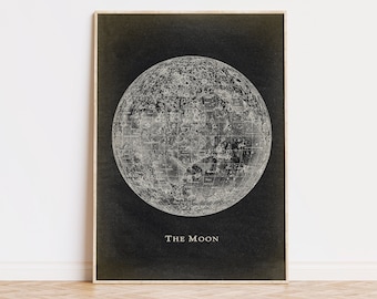 Konsttryck med månkratrar: Vintage astronomiposter, himmelsk väggdekoration