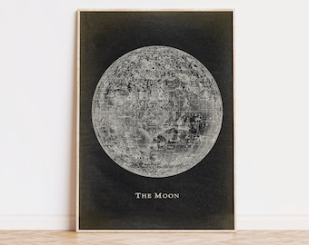 Moon Poster, Art Print, Astronomy Decor, Astronomy Poster, Celestial Wall Art,  Dorm Wall Decor, Lunar, Moon Craters Fast Track Shipping