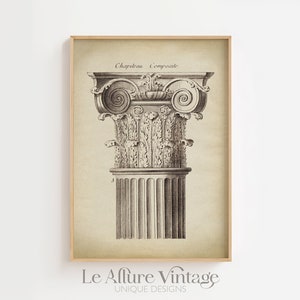 Architecture Print Chapitel, Elegant Classical Architectural Poster, Architectural Drawing, Architect Gift, Antique Architecture image 1