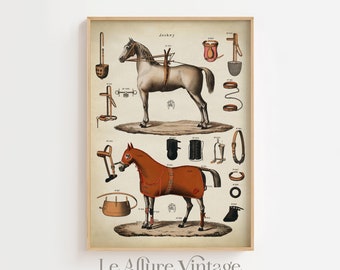 Vintage Horse Equipment Print: Equestrian Wall Art