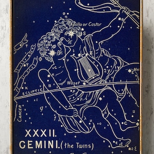 Sterrenkaart astronomie print, Gemini sterrenbeeld, sterrenkaart, sterrenprint, astronomie poster, hemelse muur kunst, slaapzaal wand decor, Gemini cadeau