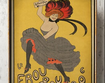 Art Nouveau Poster: Vintage Can Can Dancer Print