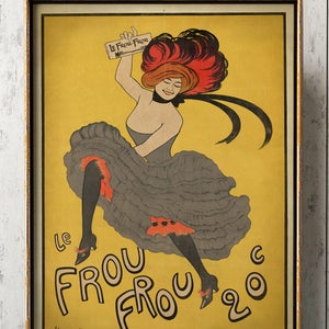 Art Nouveau POSTER, Vintage Can Can DANCER ad Print, Dance Woman Graphic Art, Dancing Vintage Advertisement, French Parisian  Art
