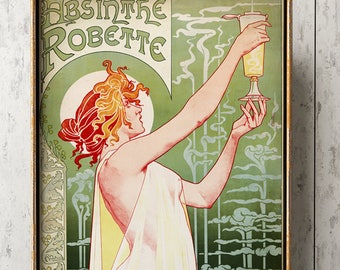 Art Nouveau Absinthe Poster: Vintage French Advertisement Print