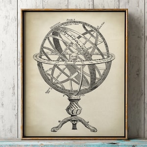 ASTRONOMY PRINT, Armillary sphere print, astronomy chart, celestial globe, celestial wall art, wall art Fast Track Shipping