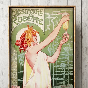 Art Nouveau ABSINTHE POSTER, Absinthe Print, Vintage Advertisement Wall Decor, Art Nouveau Poster, French Poster Art 12 x 16 in