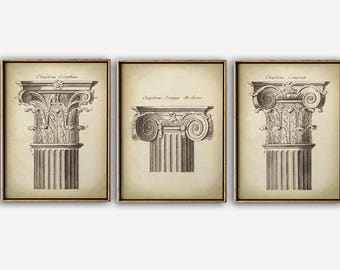 Architecture Print Set: Elegant Chapitel Posters, Classical Drawings