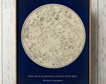 Northern Constellations Map: Vintage Zodiac Astronomy Art Print