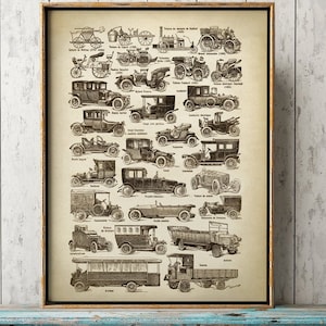 Automobiles History Poster Art Print, Vintage racing, Automobile Print, Antique Car Artwork, Motor vehicle Wall Art, Motorcar Print, Motor