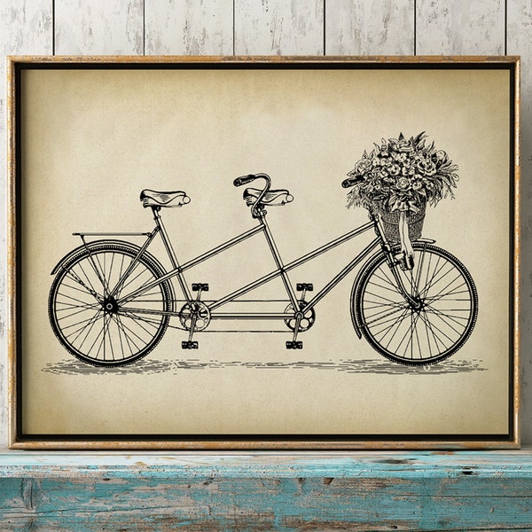 Tandem Bike Art Etsy UK