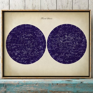 Stampa grafica fissa STARS, Mappa stellare, Stampa stellare, Mappa stellare, Decorazione della camera di astronomia, Poster di astronomia, Arte della parete celeste, Parete del dormitorio