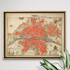 Paris Karte Kunstdruck, Bunte Paris Stadt Karte Poster, Vintage Stil Paris Karte, Französische Karte, Pariser Straßenkarte, Haus Büro Dekor