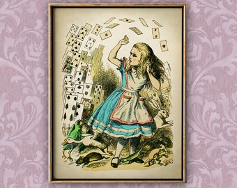 Alice in Wonderland print, Alice in Wonderland poster, children illustration wall decor with the letters, Alice children,