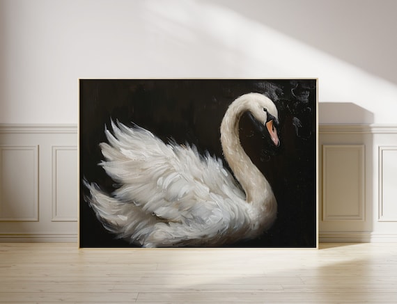 Swan Print: Vintage Dark Moody Cottagecore Wall Art