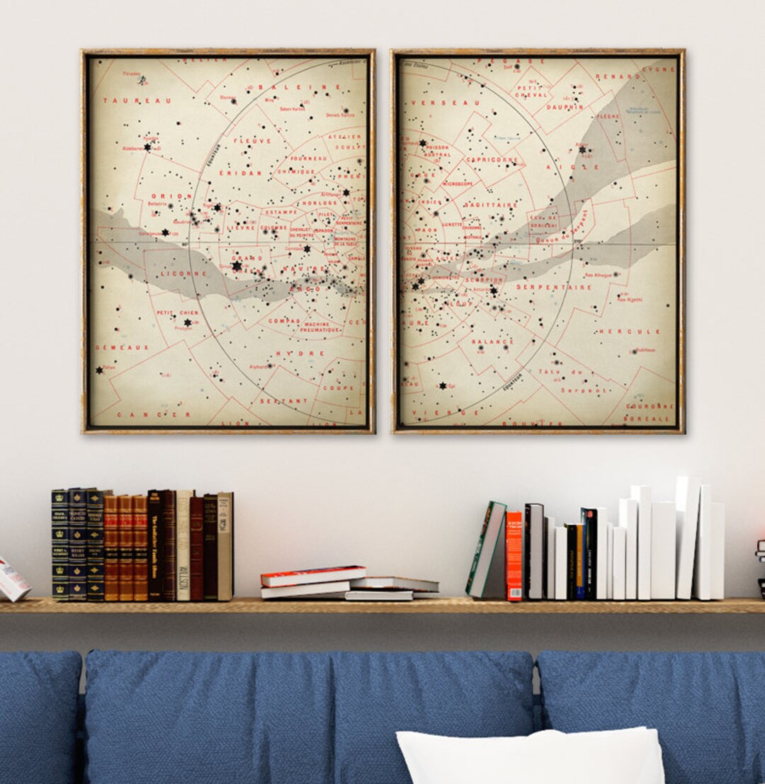 Star Map Print Set: Vintage Astronomy Celestial Art - Etsy