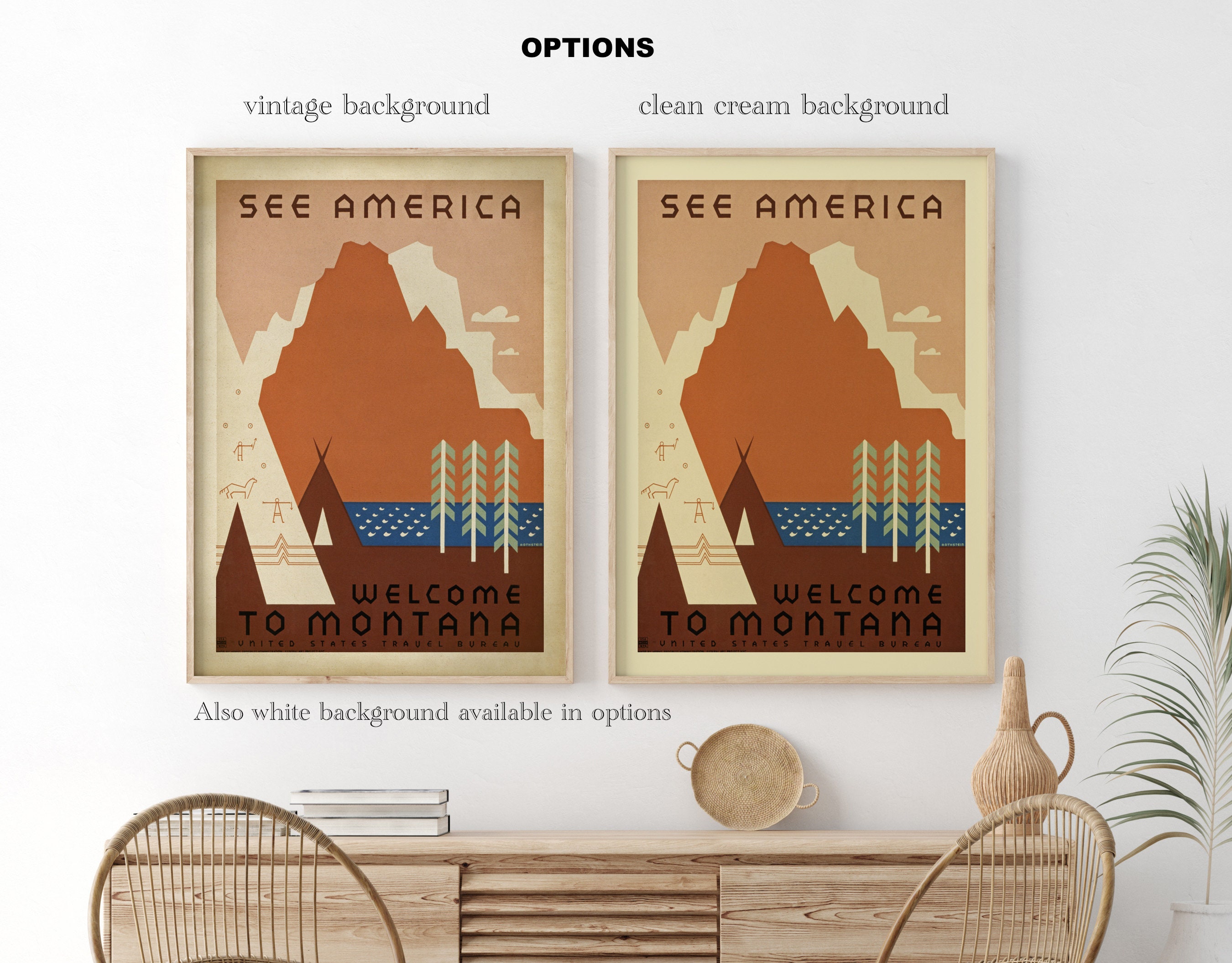 Vintage Travel Poster see America Montana USA