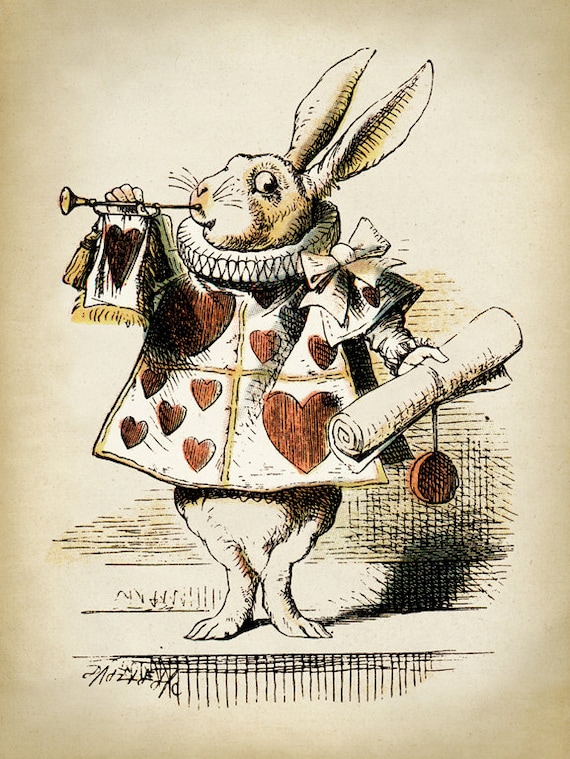 Alice in Wonderland print the white rabbit Alice in Wonderland poster children illustration wall decor Alice children Fast Track Shipping