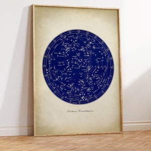 Noordelijke sterrenbeelden grafiek afdrukken, sterren grafiek, sterren print, astronomie kamer decor, astronomie poster, hemelse muur kunst, slaapzaal wand decor