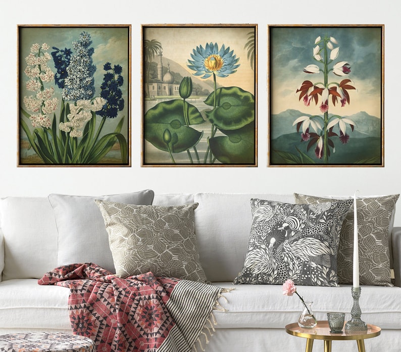 Botanical Print Set of 3 Flower Print Set Botanical Poster - Etsy