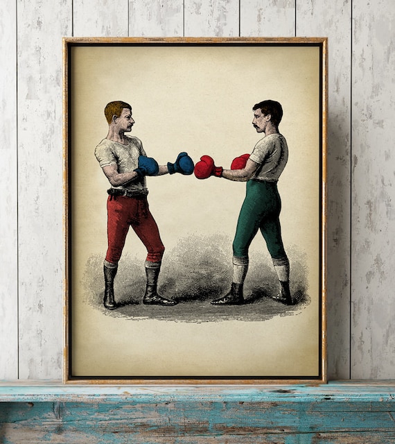 boxing poster art print male sport wall art vintage boxing etsy