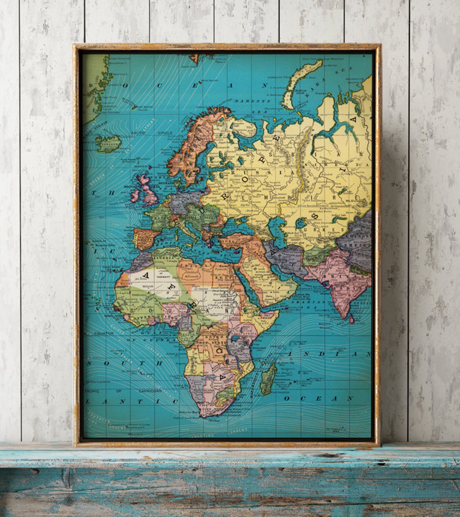 WORLD MAP Print SET of 3 Wall Triptych Room Decor World Etsy