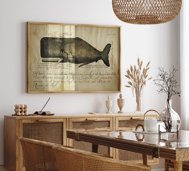 Aged WHALE Poster, Whale Print, Marine Decor, Nautical Art, Seal Life, Marine Life Print, Beach Home, Coastal theme, unframed wall art image 6