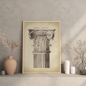Architecture Print Chapitel, Elegant Classical Architectural Poster, Architectural Drawing, Architect Gift, Antique Architecture image 4