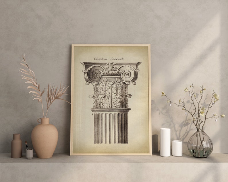 Architecture Print Chapitel, Elegant Classical Architectural Poster, Architectural Drawing, Architect Gift, Antique Architecture image 4