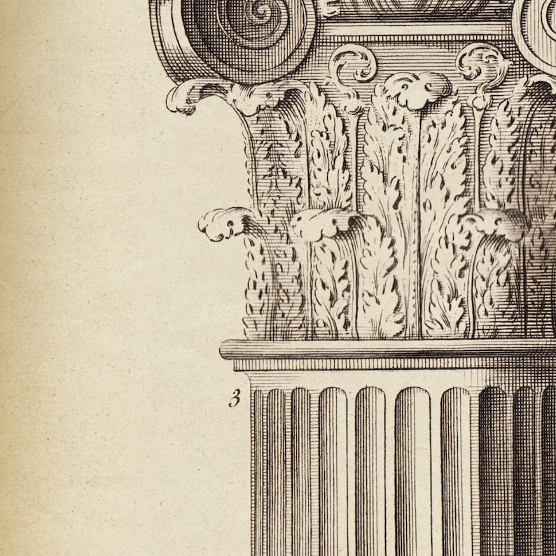 Architecture Print Chapitel, Elegant Classical Architectural Poster, Architectural Drawing, Architect Gift, Antique Architecture image 3