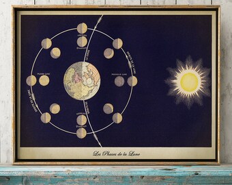 Månfaser Konsttryck: Vintage astronomidiagram Poster
