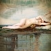 Nude Woman on the Lake, Art Print, Dreamy Landscape, Beautiful Woman, Fantasy Altered Art Collage, Vintage Renaissance Style, Fast Track 