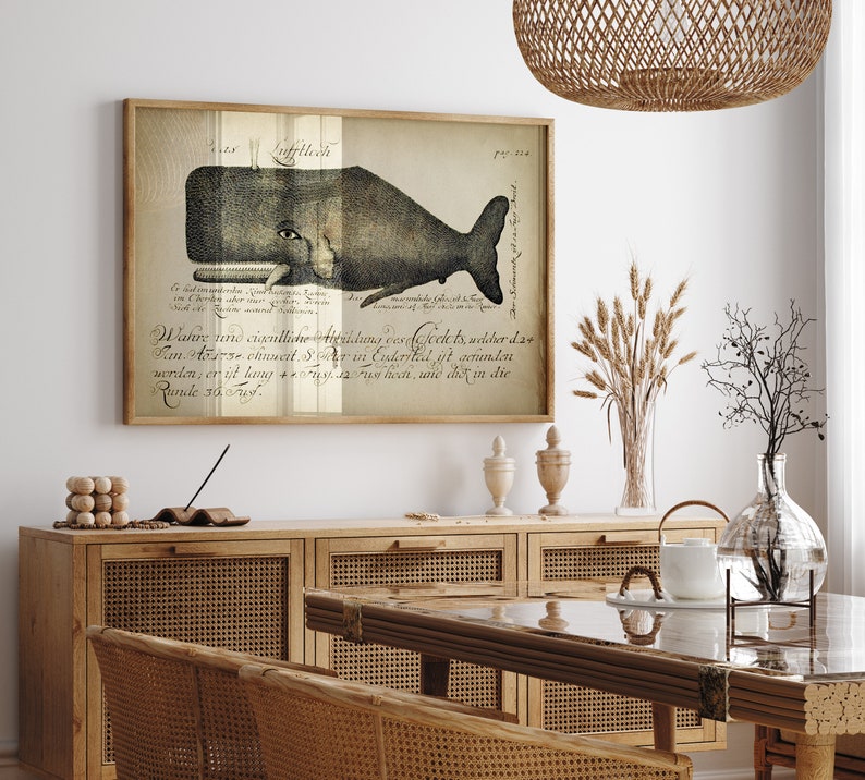 Aged WHALE Poster, Whale Print, Marine Decor, Nautical Art, Seal Life, Marine Life Print, Beach Home, Coastal theme, unframed wall art image 5