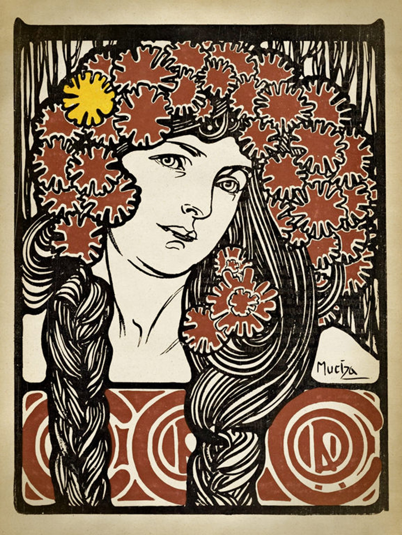 Art Nouveau Mucha POSTER Vintage MUCHA Print Floral Woman | Etsy