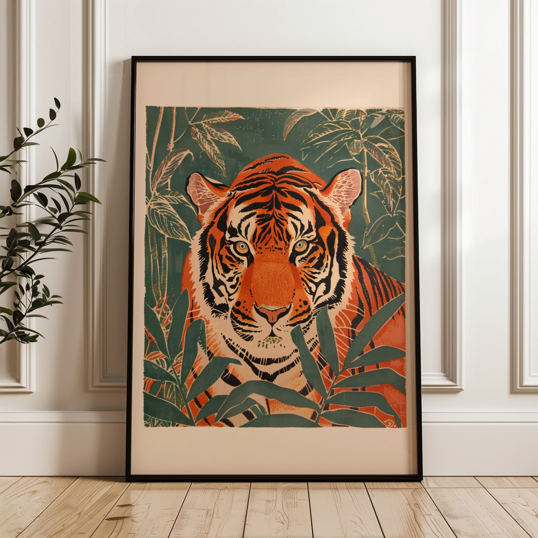 Japanese Tiger Print: Vintage Jungle Animal Wall Art - Etsy